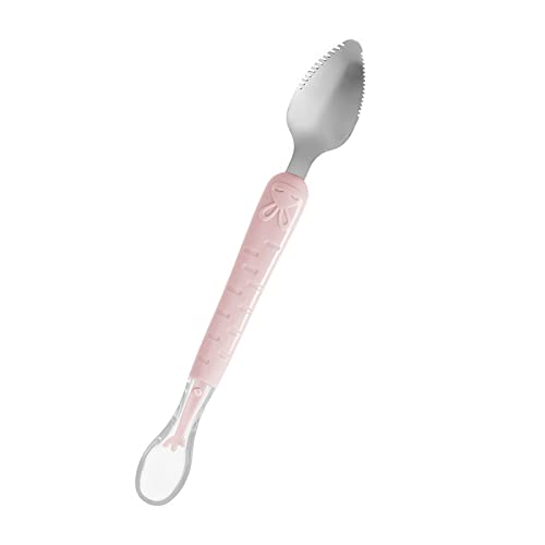 Image of Double Head Baby Silicone Food Spoon (Pink), Baby Fruit Scraping Mud Spoon, Feeding Spoons Training Spoon for Infants, baby led weaning supplies (Pink)