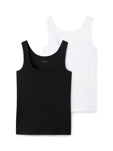 TOM TAILOR Damen Basic Top im Doppelpack,14482 - deep Black, XS – Ansicht 1