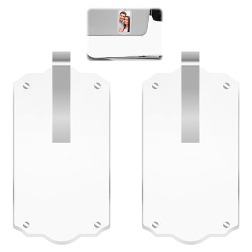 Image of 2Pcs Car Hanging Photo Holder, Universal Magnetic Car Picture Frame Rear View Mirror Accessories Personalized Transparent Acrylic Ornaments Decor for Dads Gift