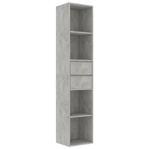 vidaXL Bibliothèque, Meuble de Rangement avec Étagère, Armoire à Livres Salon Salle de Séjour Intérieur, Gris Béton Bois d’Ingénierie