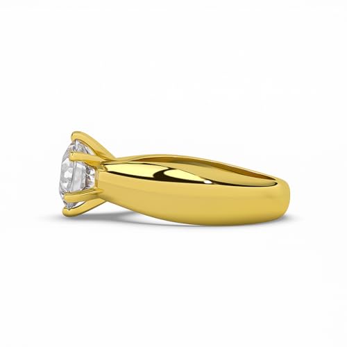 Image of 2 Ct. Solitaire Moissanite Crown Cathedral Ring for Women, 925 Sterling Silver, 18k Gold Plated, Smooth Edge Band, Perfect Jewelry Gift for Her