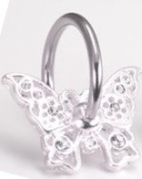 Body Accentz® Belly Button Ring Navel CZ Buterfly Captive Bead Body Jewelry Dangle 14 Gauge Each