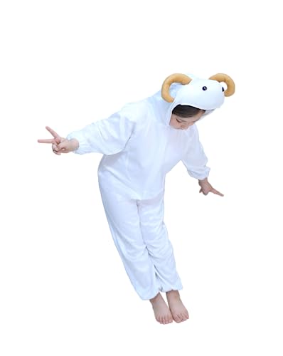 Matissa Kids Animal Costume for Boys Girls Unisex Fancy Dress Party Outfit Cosplay (S (For kids 31.5" - 35.5" tall) Goat)