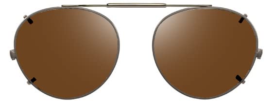 Visionaries Polarized Clip on Sunglasses - Round - Gun Frame - 49 x 43 Eye