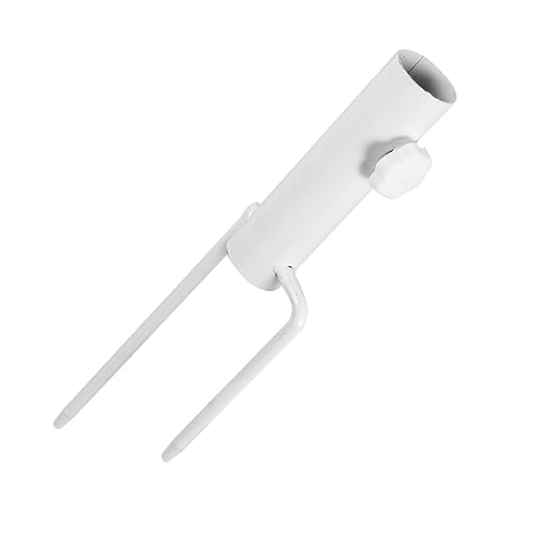BESPORTBLE 1pc Sun Umbrella Plug Heavy Duty Beach Umbrella Grass Umbrella Stand In Ground Umbrella Anchor Sand Umbrella Spike Beach Umbrella Anchor Grass Pole Holder White Steel Outdoor Mount
