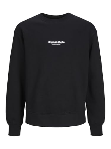 Sweat Crew Neck molleton noir coupe loose oversize garçon Jack & Jones Junior