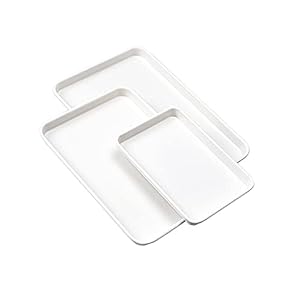 Baking Sheets Nonstick Set of 3, 15/13/9.5 Inch Carbon Steel Cookie Sheet Pan Toaster Oven Baking Pans Baking Tray Rimmed Baking Pan Friend gift White