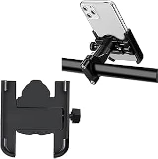 حامل موبايل قابل للتعديل والدوران، ومضاد للصدمات، يثبت على المقود للموتوسكلات والاسكوتر والدراجات، حامل موبايل عالمى (جادون - اسود)