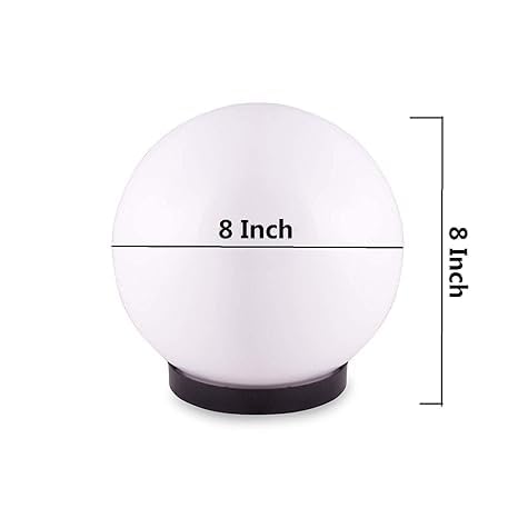 Image of 8 Inch Round Globe Gate Light for Main Gate Pillar, White Plastic Outdoor Garden Lamp, Waterproof Pillar Post Light, (Bulb Not Included) Pack of 1