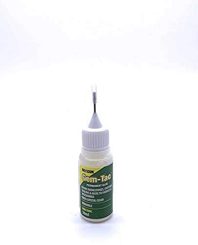 JP Arts & Crafts New 10ml Beacon Gemtec Adhesive with Crystal Needle for Applying Crystals Rhinestones Diamante Diamonds Crafts DIY Projects and Fashion Accessories (1 Bottle) Clear White