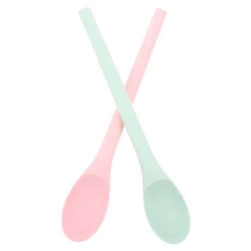 ibasenice 2 cucharas de silicona para bebés, agitador de café reutilizable de 20 cm, palitos agitadores mini resistentes al calor, utensilios flexibles de grado alimenticio para té, café y