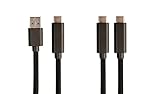 Kit de 2 cables reforzados y trenzados de nylon de 1m, de alta resistencia y con conexiones chapadas en oro, para cargar y sincronizar tus dispositivos con conexión USB Tipo C de nueva generación como tablets y ultrabooks.