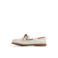 Sperry Womens Authentic Original 2-Eye Leather Boat Shoe, White Gum, US 7.5