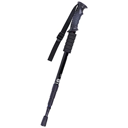 Bastón de Trekking Extensible, Bastones de Senderismo Ligeros [Aluminio], Altura Ajustable 65cm-130cm, Bastones para Caminar Resistentes para Marcha Nordica, Trail o Viaje (Negro)