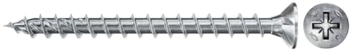 fischer PowerFast II CZF 4,0 x 40, Spanplattenschraube (1000 Stk.) mit Vollgewinde, Senkkopfschraube mit Kreuzschlitz, Schraube für Holzverarbeitung, reduziert Einschraubwiderstand & Einschraubzeit