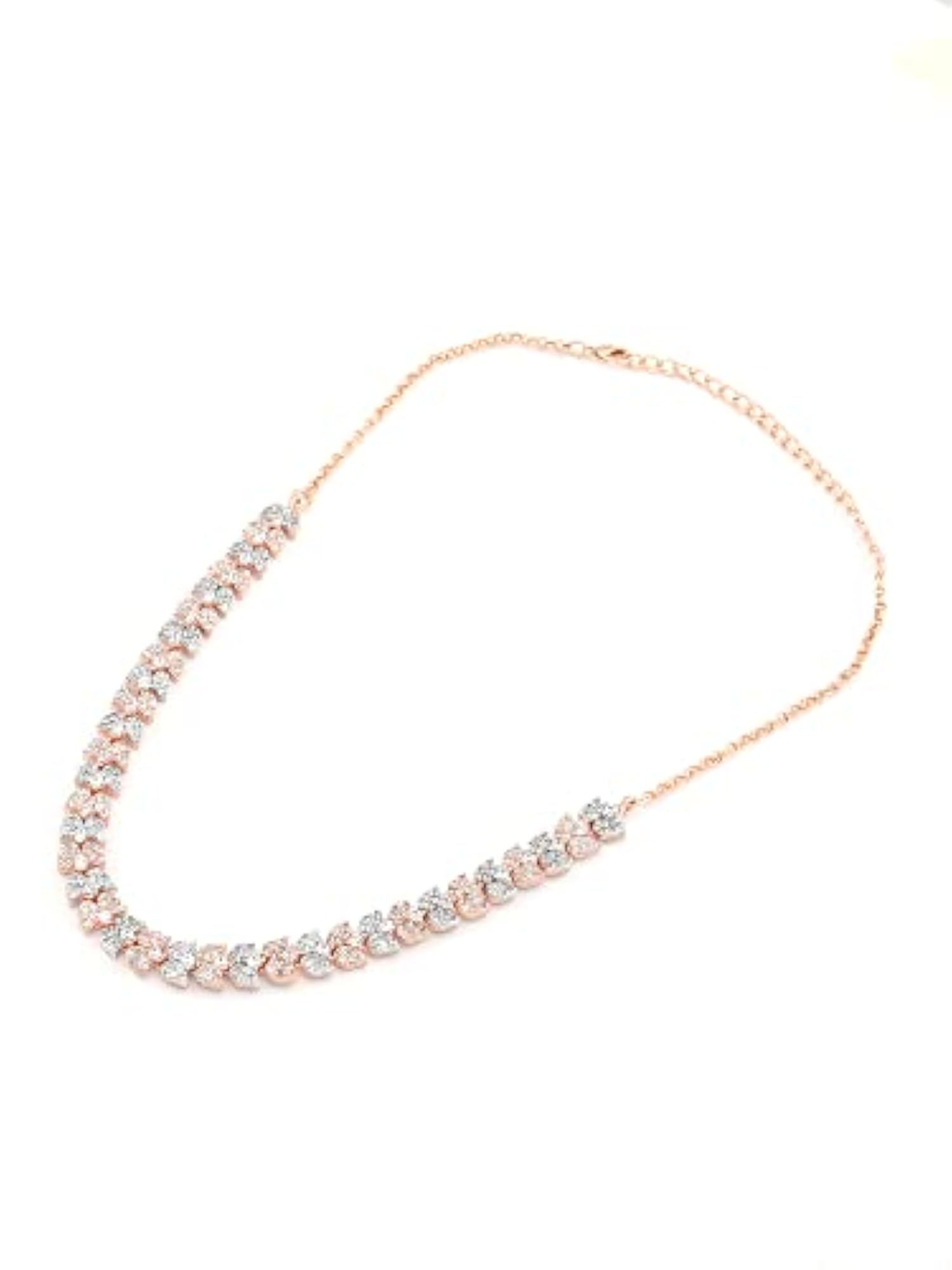 Two Tone CZ Bling Necklace & Earring Set-ZPFK15226