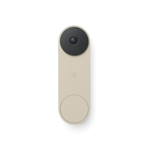 Image of Google Nest Doorbell (Wired, 3rd Gen) - 2K Video, Live View - 2025 - Linen | Video doorbell, 2K HDR, intelligent alerts, color night vision, 2-way audio, works with Google Home & Gemini