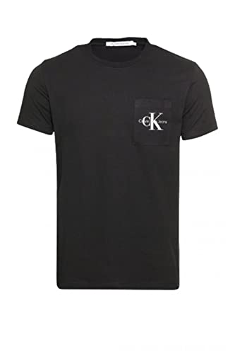 Calvin Klein Jeans T-shirt Maniche Corte Uomo Core Monologo Scollo Rotondo, Nero (Ck Black), S