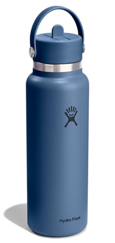 Image of Hydro Flask Water Bottle - Insulated Stainless Steel - Wide Straw Lid, Non Spill, Leakproof in 40 Oz Harbor Blue