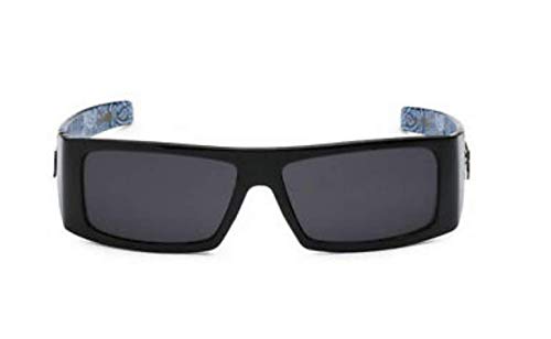 LOCS Black Harcore 58 Blue Bandana Inside Sunglasses + Free Micro Fiber Bag3