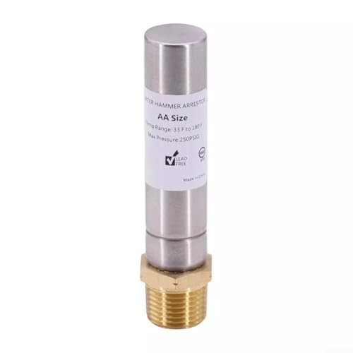 Pare-marteau à eau 1,27 cm pour NPT | Amortisseur en acier inoxydable pour vannes d'alimentation de machine à laver et lave-vaisselle | Réduit le bruit des tuyaux dans la buanderie | Métal durable