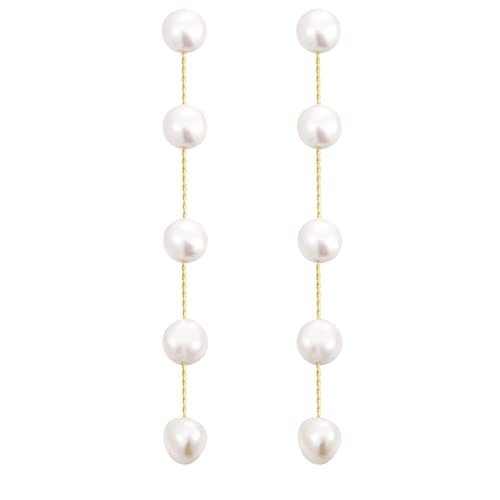 14k Gold Plated Long Pearl Drop Dangle Earrings for Women Chain Baroque Pearl Stud Jewelry for...