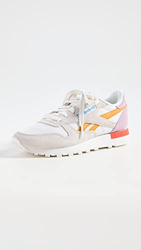 Image of Reebok Women's Classic Leather Sneakers, Chalk /Ochre /Infused Lilac, Off White, 6 Medium US