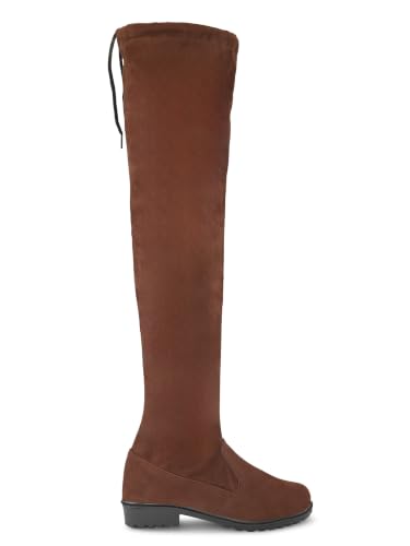 Image of XE Looks Women's Over-the-Knee Long Boots | Stylish Suede Finish with Tie-Up Detail | Comfortable Block Sole Winter Footwear for Girls and Women