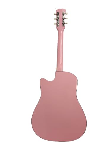 Image of Joymusic 38 inch pink beginner acoustic guitar kit,bundle with a strap with picks holder,digital tuner, set strings, capo,cleaning cloth,6 picks,gig bag.(JG-38C,PK)