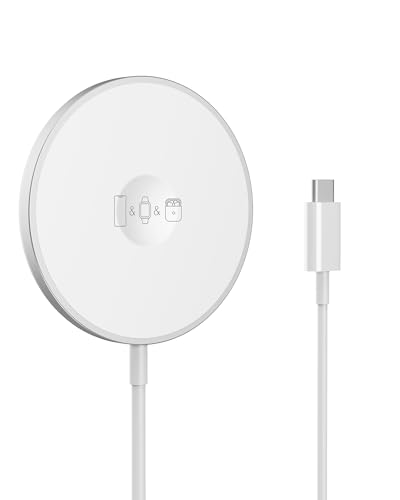 3 in 1 Fast Wireless Charger Magnetic Wireless Charging Compatible with iPhone 16/15/14/13/12 Series, Apple Watch, AirPods Pro 2/Pro/4/3/2,Apple Mag-Safe Charge