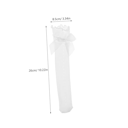 4Pairs Knee High Socks Lace Decorative Stockings with Bow Accents for Breathable and Comfortable for Dresses and Casual Outfits for Ages2