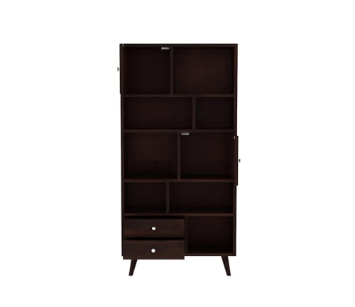 Image of Sheesham Wood Bookcase | Solid Wood Book Shelf for Home Library | Wooden Book Cabinet for Home & Office Living Room (Large, BBslf-Walnut11)
