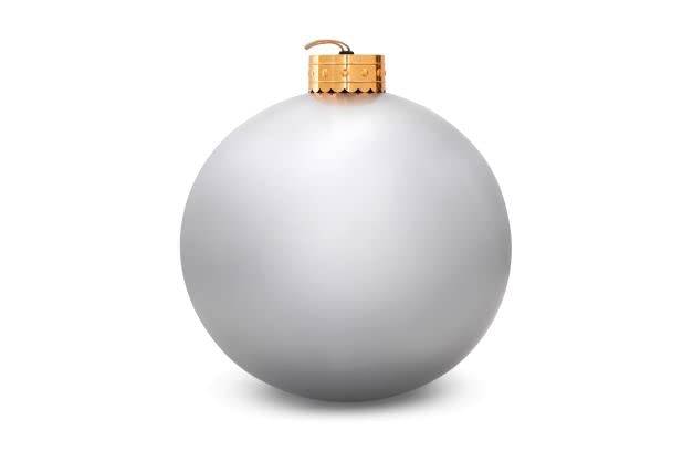 Elf Logic 24” Yardament - Large Inflatable Oversized Christmas Ornament - Outdoor Christmas Decoration - Use as Festive Christmas Yard Decoration (Silver)