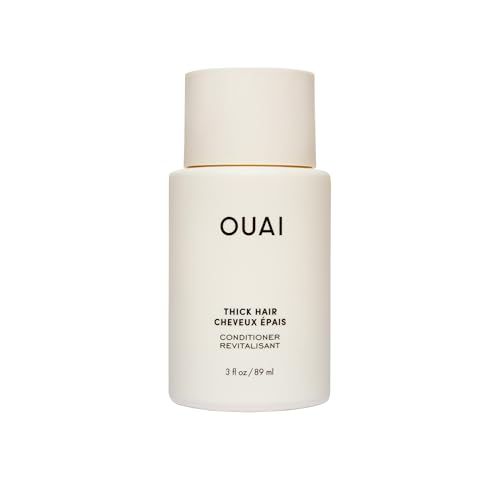 OUAI Thick Hair Conditioner Travel Size - Moisturizing Conditioner for Dry, Frizzy Hair - Keratin, Marshmallow Root, Shea Butter and Avocado Oil - Paraben, Phthalate and Sulfate Free (3 Oz)