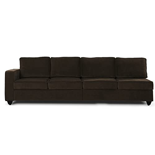 Image of Wakefit Sofa Set | 3 Year Warranty | Sofa 3 Seater, 3 Seater Sofa for Living Room, Wooden Sofa Set, 4 Seater + Right Aligned, Sofa for Living Room - Napper(Malphino : Dark Earth)