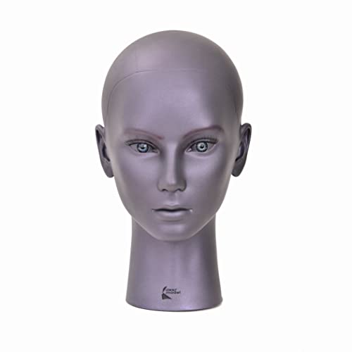 Dear Model Purple Grey Bald Mannequin Head Wig Making Styling Female Mannequin Cosmetology Practicing Head Manikin Head Display Head (GA11)