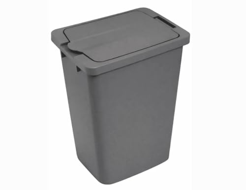 Caneca de basura rectangular gris de 34 litros