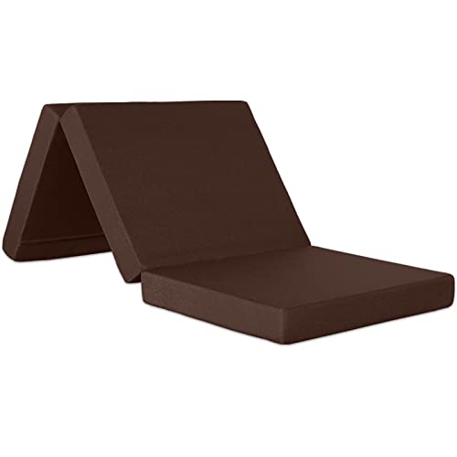 Ventadecolchones - Colchón Plegable con Viscoelástica con Cierre y Asa 135 x 190 x 10 cm con Espuma D25 extrafirme en Loneta Premium Wengué para Furgonetas, de Viajes o para Invitados
