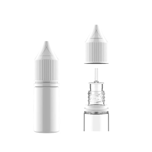 Vip Vape Leerflaschen 10ml für E-Liquid, PET Kunststoff, Weiß mit Tropfverschluss, 25 Stück