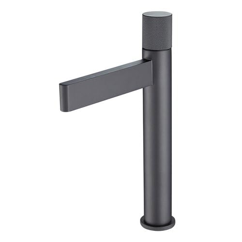 Robinet de lavabo cascade grand mitigeur eau chaude froide gris anthracite