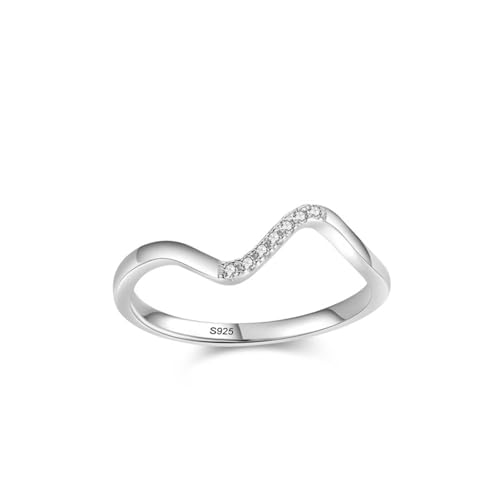 Bague alliance argent 925 femme zircone cubique blanche et bijoux vagues