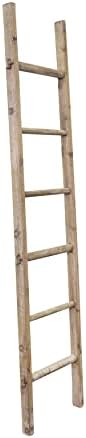 Sagebrook Home Rectangle Fir Wood Storage 6 Rung Ladder Home Furnishings Decorative Home Decor Storage Accents, Interior Decoration Items and Accessories, 76″ H, Brown