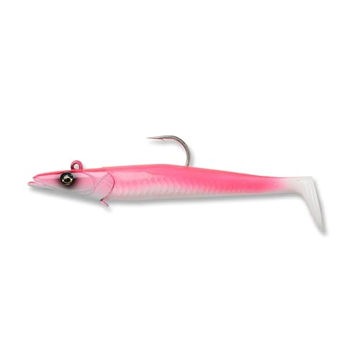 Savage Gear Sandeel Fishing Bait, 5 1/3 oz, Pink/White, Realistic Contours & Movement, Durable Construction, Two Tie Points, 5X Hooks, Holographic Eyes, Bait Keeper