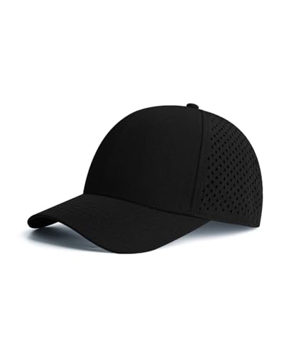 Zylioo XL XXL Baseball Cap for Big Heads Quick Dry Athletic Snapback Hat Laser Cut Ventilated Mesh Performance Cap Black