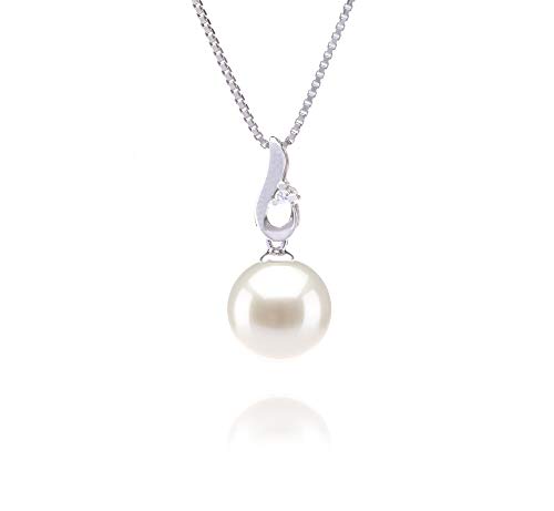 Courtney White 9-10mm AAAA Quality Freshwater 925 Sterling Silver Cultured Pearl Pendant For Women