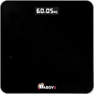 1ABOVE Digital Bathroom Scale, Electronic Scales Weighing Scale, Auto On/Off Function, LED Display for Superior Visibility, Switch Units Kg-lb, Max Capacity 180kgs, Weight Machine for People- Black