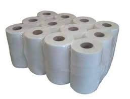 Chiner Pack 12 Rollos Secamanos Mini-Mecha 2 Capas | 100% celulosa, Blanco natural, 20 cm de ancho, 75 m por rollo, Para dispensadores industriales