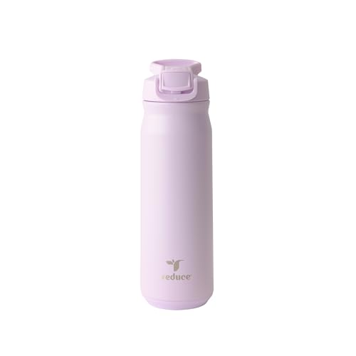 Image of REDUCE 24 oz Hydrate Pro Stainless Steel Insulated Water Bottle - Flip Top Leak-Proof Lid, Dishwasher Safe, BPA-Free, Dual Wall Vacuum, Keeps Drinks Cold for 48 Hrs, Cup Holder Friendly - Lilac Bud