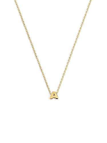 SINGULARU - Collar Personalizado Single Letter. Colgante en Plata de Ley 925 con Acabado Baño de Oro de 18 Kt. Cadena de Talla Unica. Joyas para Mujer. Letra A