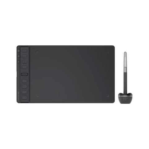 2023 HUION Inspiroy 2 Medium Drawing Tablet with Scroll Wheel 8 Customized Keys Battery-Free Stylus 60° Tilt Support for Digital Art, Design, Sketch, 9x5inch Graphics Tablet, Black Cover